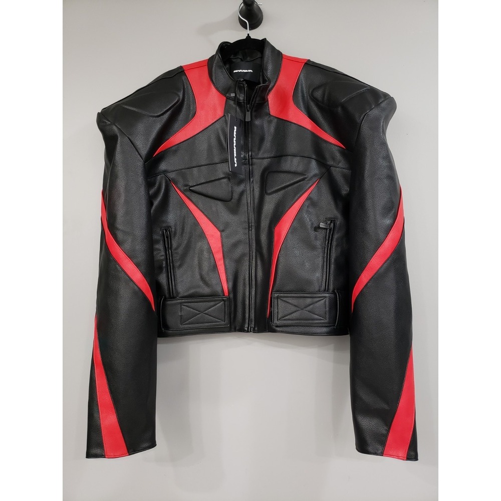 NEW NAMILIA Power SHoulder moto biker jacket gothic cybergoth avant garde runway